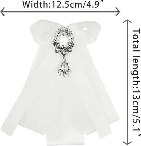 Women's Bow Brooch Rhinestoneand Pearl Ribbon Neck Tie Accessories Bow Tie in Kuwait