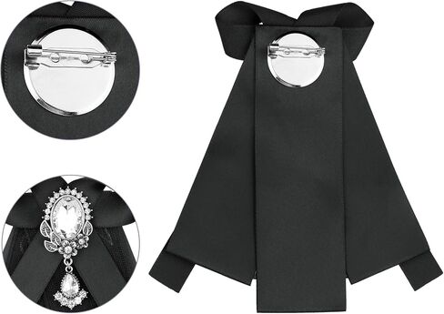Women's Bow Brooch Rhinestoneand Pearl Ribbon Neck Tie Accessories Bow Tie in Kuwait