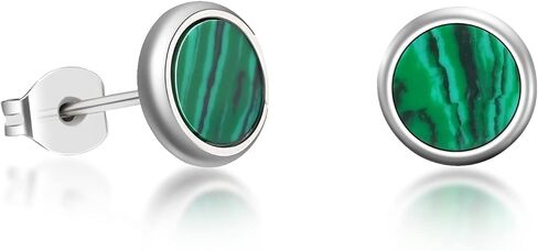 Pure Titanium Earring For Sensitive Ear High Polish Round Synthetic Malachite/Obsidian/Blue Turquoise Stud Earrings in Kuwait