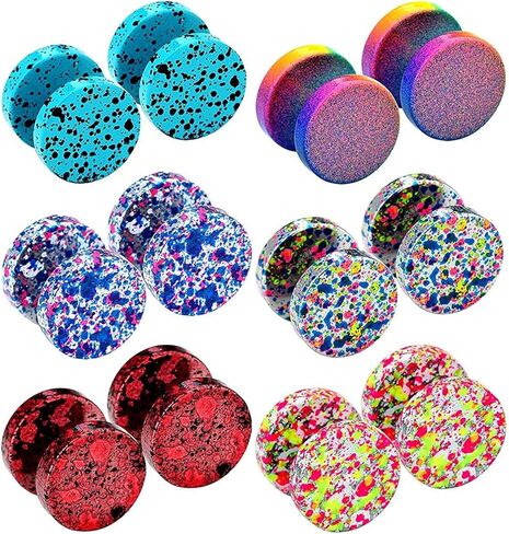 6 أزواج/5 أزواج من الأقراط الملونة المسطحة من Rofusn للنساء والرجال، أقراط من الفولاذ المقاوم للصدأ على شكل نفق الوهم المستدق الغشاش أقراط صناعية مزيفة in Kuwait