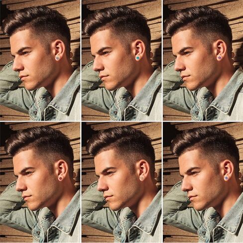 6 أزواج/5 أزواج من الأقراط الملونة المسطحة من Rofusn للنساء والرجال، أقراط من الفولاذ المقاوم للصدأ على شكل نفق الوهم المستدق الغشاش أقراط صناعية مزيفة in Kuwait