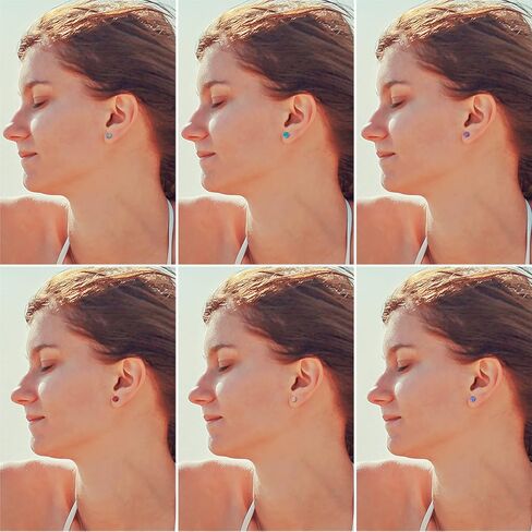 6 أزواج/5 أزواج من الأقراط الملونة المسطحة من Rofusn للنساء والرجال، أقراط من الفولاذ المقاوم للصدأ على شكل نفق الوهم المستدق الغشاش أقراط صناعية مزيفة in Kuwait