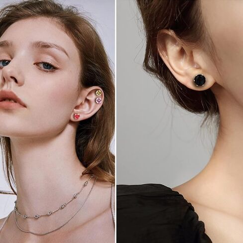 8 أزواج من الأقراط المصنوعة من الفولاذ المقاوم للصدأ غير المثقوبة بألوان مكعبة الزركونيوم مجموعة أقراط مغناطيسية للنساء والرجال in Kuwait