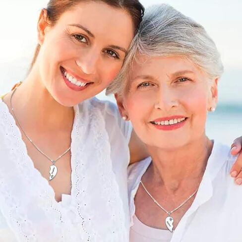 Mother's Day Gifts Sister Necklaces/Mother Daughter Necklaces/Friendship Necklaces for 2 Sterling Silver Heart Necklace Twin Sorority Heart Halves Matching Family Birthday Gifts form Dad Mom Grandmother Son Besties in Saudi Arabia