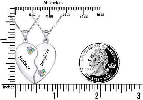 Mother's Day Gifts Sister Necklaces/Mother Daughter Necklaces/Friendship Necklaces for 2 Sterling Silver Heart Necklace Twin Sorority Heart Halves Matching Family Birthday Gifts form Dad Mom Grandmother Son Besties in Saudi Arabia