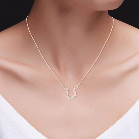 AFFY Round Cut Cubic Zirconia Horseshoe Pendant in14K Gold Over Sterling Silver in Saudi Arabia