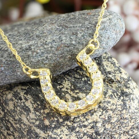 AFFY Round Cut Cubic Zirconia Horseshoe Pendant in14K Gold Over Sterling Silver in Saudi Arabia