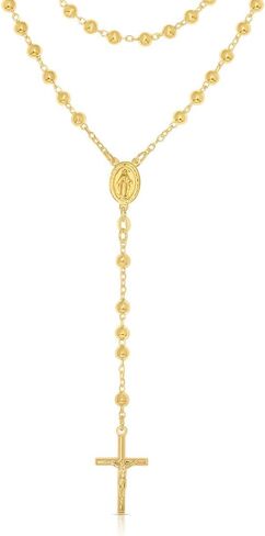 NYC Sterling Unisex Gold Plated Sterling Silver Rosary Charm Necklace in Saudi Arabia