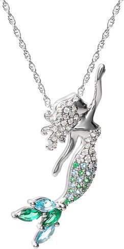 Disney Little Mermaid Jewelry, Ariel Cubic Zirconia Pendant Necklace, Sterling Silver, 18" in Saudi Arabia