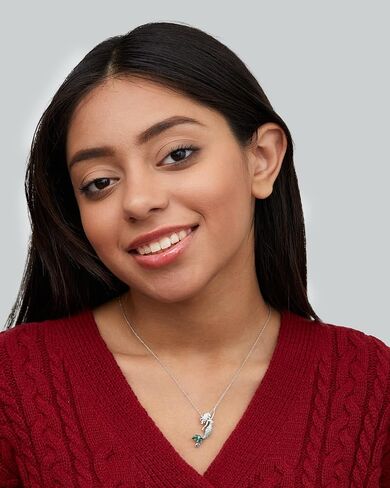 Disney Little Mermaid Jewelry, Ariel Cubic Zirconia Pendant Necklace, Sterling Silver, 18" in Saudi Arabia