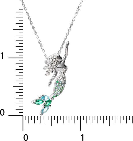 Disney Little Mermaid Jewelry, Ariel Cubic Zirconia Pendant Necklace, Sterling Silver, 18" in Saudi Arabia