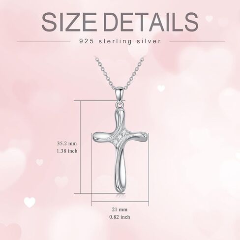 Moissanite Diamond Cross Necklace for Women 18K White Gold Plated Silver Crucifix Cross Pendant Necklace Faith Jewelry Birthday Mother's Day Gift for Her Mom, 18+2 Inch in Saudi Arabia