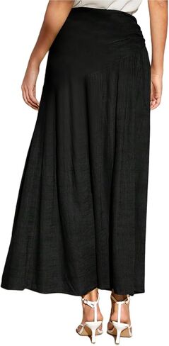 تنورة نسائية مكشكشة من SOFIA'S Choice تنورة طويلة بفتحة جانبية وفخذ عالية الخصر على شكل حرف A in Kuwait