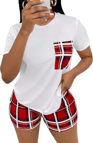 GORGLITTER Women's Plus Size 2 Piece Pajama Set Short Sleeve Round Neck Tee and Leopard Print Shorts Set Sleepwear in Saudi Arabia