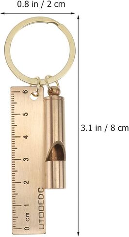Holibanna Car Keychains Whistle Keychain Copper Brass Keychain with Whistle Ruler Pendant Emergency Keyring for Outdoor Camping Hiking Boating Hunting Fishing Car Key Holder in Kuwait