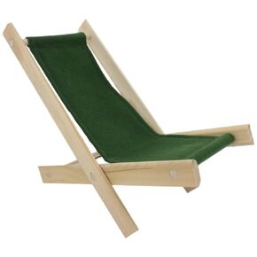 Wooden Toy Folding Lawn Chair, Olive Green Fabric for Dolls, Stuffed Animals, Action Figures