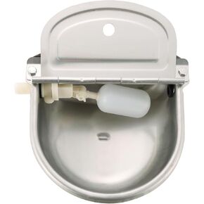 NATGAI Automatic Stainless Steel Waterer Bowl with Float Valve and Drainage Hole Water Trough Farm Grade for Horse Cattle Goat Sheep Dog