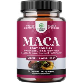 Maca Root Capsules for Women - Herbal Hormone Balance for Women with Female Enhancing Blend of Red Yellow & Black Maca Root - Invigorating Drive Mood Energy & Fertility Supplement for Women