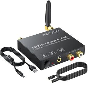 PROZOR 192kHz Digital to Analog Audio Converter with 5.0 Bluetooth Receiver,Optical to RCA Converter with Volume Adjustable, Optical Coaxial Bluetooth Digital Audio to Stereo Analog RCA & 3.5mm