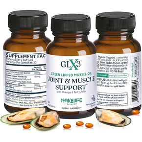 GLX3 Extra Strength Green Lipped Mussel Oil Capsules - Long-Lasting Joint Comfort Supplement - Support for Aches, Soreness - Naturally Rich in Omega 3 & Chondroitin Sulfate 180 Tablets in Saudi Arabia