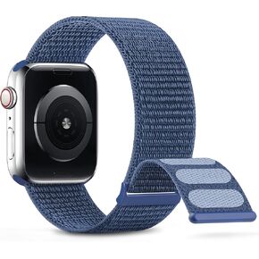سوار رياضي من النايلون متوافق مع سوار ساعة Apple مقاس 38 مم 40 مم 41 مم 42 مم 44 مم 45 مم، حزام مضفر قابل للتعديل ومسامي للنساء والرجال متوافق مع سلسلة iWatch 8/7/6/5/4/3 SE (في انتظار الحصول على براءة اختراع)