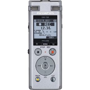OM Digital Solutions Voice Recorder DM-720 with 4GB, Micro SD Slot, USB Charging, Direction PC Connection, Transcription Mode, Silver