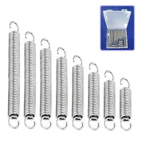 60pcs Extension Spring Assortment Kit, 0.035" Wire Diameter, 1/4" Outside Diameter, 13/32" to 2-1/4" Length, Stainless Steel Mechanical Small Extension Springs with Hook Ends