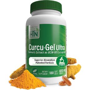 Health Thru Nutrition Curcu-Gel 650mg BCM-95® CurcuGreen Turmeric Curcumin | High Absorption | Healthy Inflammation Response | Clinically Studied | 3rd Party Tested | Non-GMO (Pack of 180) in Saudi Arabia