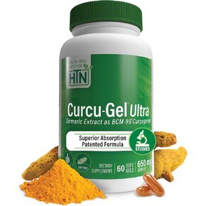 Health Thru Nutrition Curcu-Gel 650mg BCM-95® CurcuGreen Turmeric Curcumin | High Absorption | Healthy Inflammation Response | Clinically Studied | 3rd Party Tested | Non-GMO (Pack of 180)
