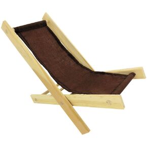 Wooden Toy Folding Doll Chair, Brown Fabric for Dolls, Stuffed Animals, Action Figures