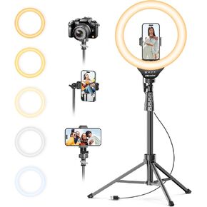 UBeesize 12’’ Selfie Ring Light with 62’’ Tripod Stand for Video Recording＆Live Streaming(YouTube, Instagram, TIK Tok), Compatible with Phones, Cameras and Webcams