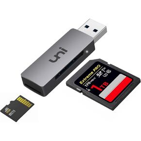 SD Card Reader, uni USB 3.0 SD Card Adapter High-Speed Micro SD Memory Card Reader Support SD/Micro SD/TF/SDHC/SDXC/MMC/Micro SDXC/UHS-I Card Compatible with Mac, Win, Linux, PC, Laptop, Camera