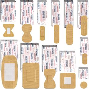 Assorted Styles Flexible Fabric Adhesive Bandages Small Breathable Fingertip Bandages Cloth Elastic Knuckle Bandages Various Sizes Spot Bandage for First Aid and Wound Care (360)