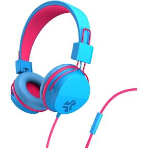 JLab JBuddies Studio Bluetooth On-Ear Kids Headphones | 13 Hour Battery Life | Studio Volume Safe | Volume Limiter | Folding | Adjustable | Noise Isolation | with Mic | Gray/Blue