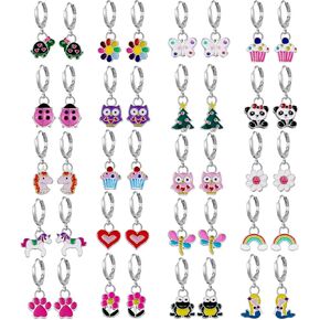 20 Pairs Hypoallergenic Earrings for Girls- Cute Dangle Earrings with Mini Hoop Earrings for Teen Girls