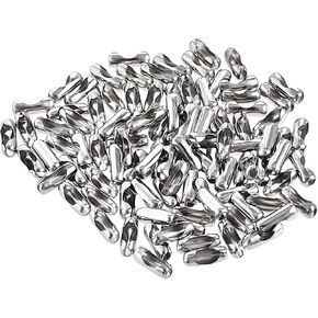 uxcell Ball Chain Connector, 1.5mm Ball Chains Clasp Crimp Clips Link Stainless Steel Connection, Pack of 100