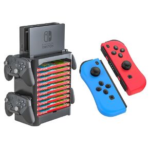 Skywin Game Storage Tower for Nintendo Switch - Nintendo Switch Game Holder Game Disk Rack and Controller Organizer Compatible with Nintendo Switch and Accessories