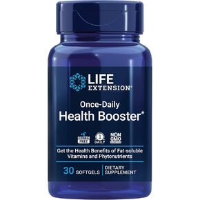 Life Extension Once-Daily Health Booster - Vitamins & Nutrients Supplement for Whole-Body Health - Vitamin K Complex, Vitamin E, Saffron, Lutein and More - Non-GMO, Gluten-Free - 60 Softgels