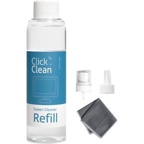 Click Clean Screen Cleaner Kits - 2 All-in-One Screen Cleaner with 4 oz Cleaner Refill, 1 Microfiber Cloth(7.8 x 7.8in), 1 Mini Refill Funnel, and 1 Sprayer - for All Phones, Laptop and Tablet Screens