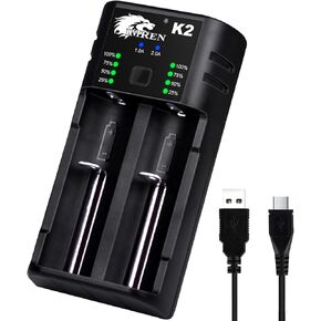 IMREN 18650 Rechargeable Battery Charger,Fast Charge Rechargeable for 3.7V Lithium Battery 10440 14500 14650 17500 18350 18650 18700 20700 21700 26650,1.2V Ni-MH/Ni-Cd AA AAA C Battery (2 Bay) in Saudi Arabia