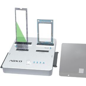 AOKO Dual-Bay mSATA Duplicator Adapter, Tool-Free mSATA Industrial System Hard Disk Clone Docking Station for 30x30mm 51x30mm Mini SATA SSD with Offline Clone Function