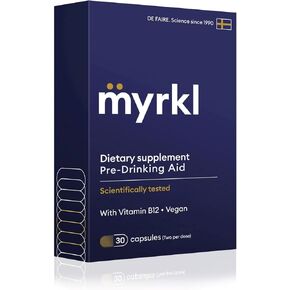 Myrkl Unique Pre-Drinking Supplement for Liver Health Support, Helps Morning Energy with High-Performing Probiotic, L Cysteine & Vitamin B12, Social Evening, Party & Vacation Essentials, 30 Capsules