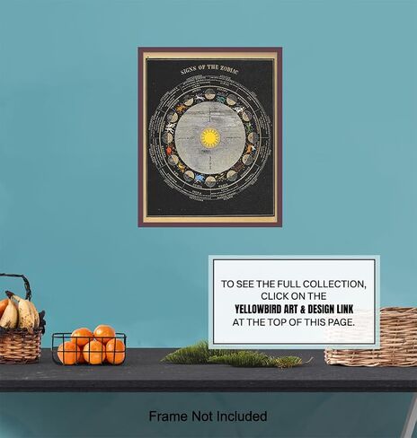 Zodiac Signs Unframed Wall Art Print - Home Decor, Wall Decoration for Bedroom, Living Room, Bathroom - Unique Gift For Astrology, Astronomy, NASA, Space, Asa Smith Fans – UNFRAMED 8x10 Vintage Photo in Kuwait