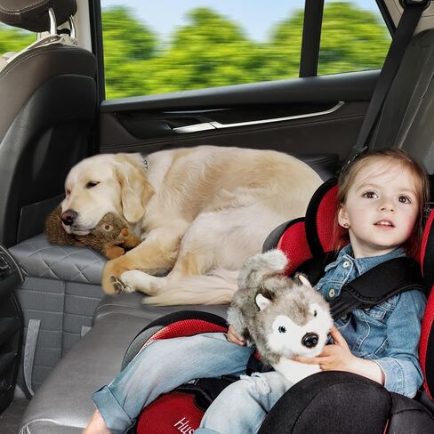 LIONROGE Car Back Seat Extender for Large Dogs up to 200lbs,Dog Car Back & Front Seat Extender with Storage,Prevent Your Dogs from Falling Off The Seat in Kuwait