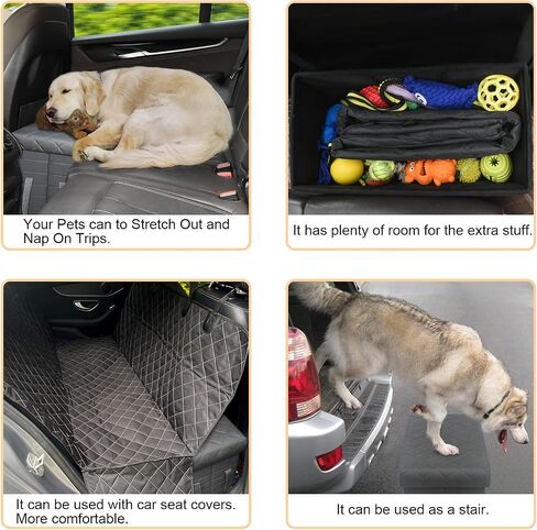 LIONROGE Car Back Seat Extender for Large Dogs up to 200lbs,Dog Car Back & Front Seat Extender with Storage,Prevent Your Dogs from Falling Off The Seat in Kuwait