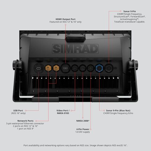 Simrad NSS12 Evo3S - جهاز رسم الخرائط متعدد الوظائف مقاس 12 بوصة مع مخططات C-MAP المحملة مسبقًا في الولايات المتحدة، 000-15403-002 in Kuwait