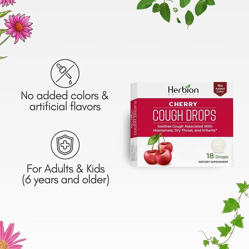 Herbion Naturals Cough Drops with Natural Honey Lemon Flavor, Dietary Supplement, for Adults and Children Over 6 Years, 25 Drops in Kuwait