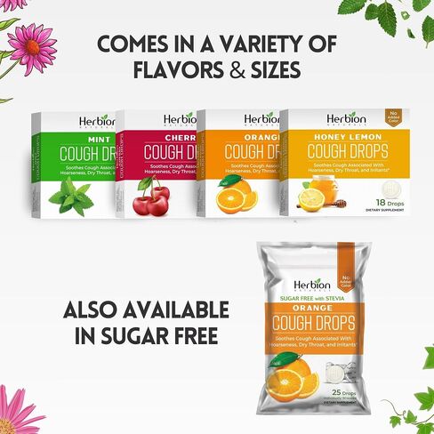 Herbion Naturals Cough Drops with Natural Honey Lemon Flavor, Dietary Supplement, for Adults and Children Over 6 Years, 25 Drops in Kuwait