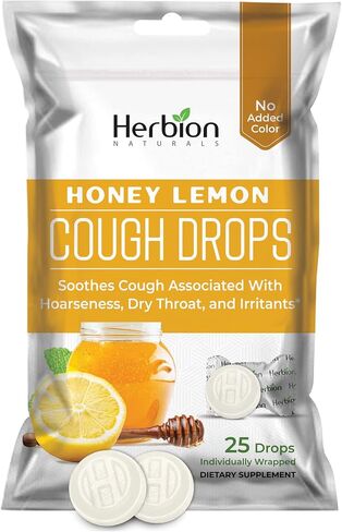 Herbion Naturals Cough Drops with Natural Honey Lemon Flavor, Dietary Supplement, for Adults and Children Over 6 Years, 25 Drops in Saudi Arabia