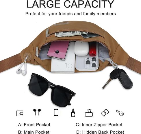 MAXTOP Large Crossbody Fanny Pack with 4-Zipper Pockets,Gifts for Enjoy Sports Festival Workout Traveling Running Casual Hands-Free Wallets Waist Pack Phone Bag Fits All Phones in Saudi Arabia